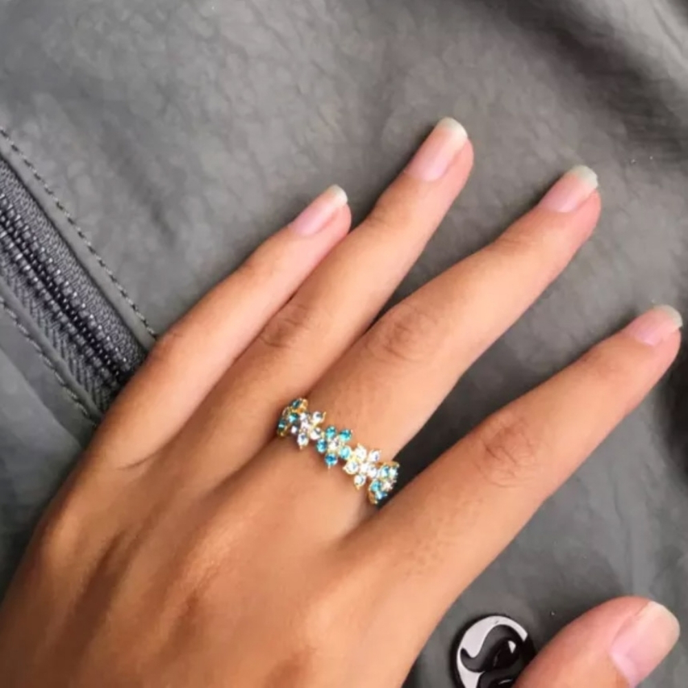 Elegant Blue Celestite Boho Alloy Gold Ring - Picture 5 of 5